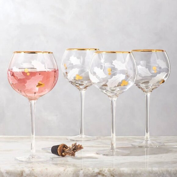 NWT Lenox Holiday Gold 4-Piece Balloon Glass Set - Picture 1 of 7